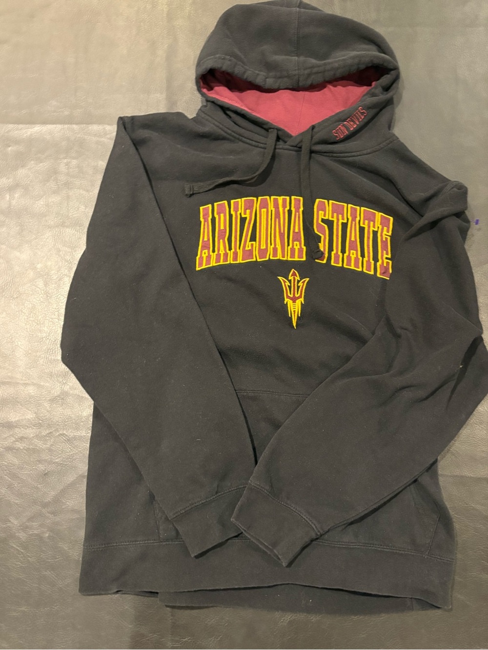 Colosseum Black Arizona State ASU Crewneck Hoodie with Maroon Lining